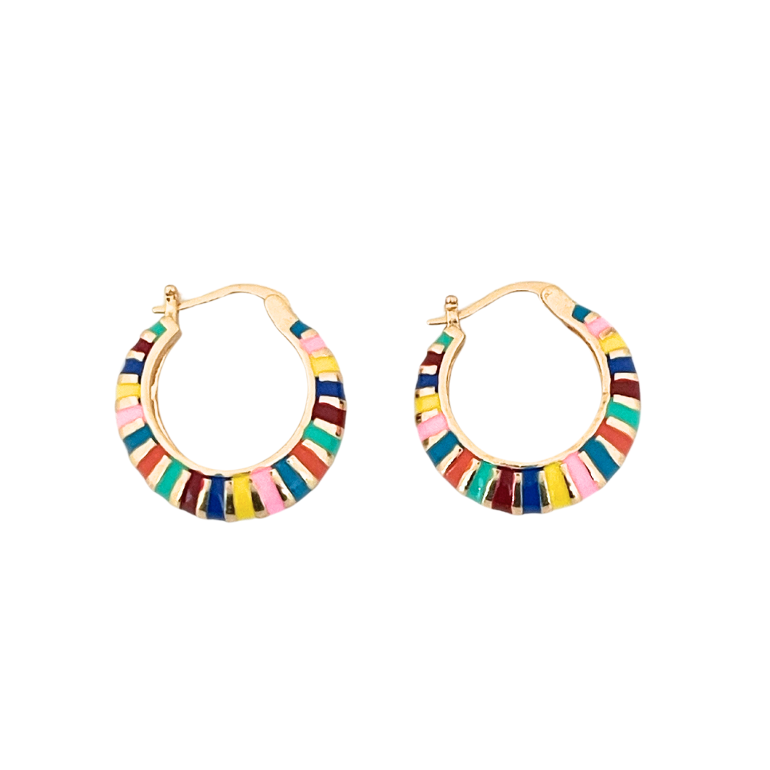Boho Enamel Stripe Hoops | Rainbow