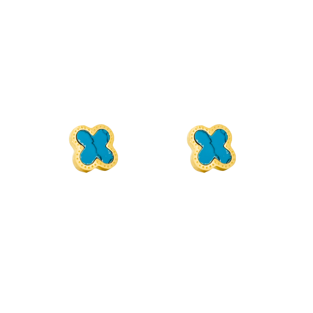 Clover Stud Stainless Steel Earrings | Turquoise