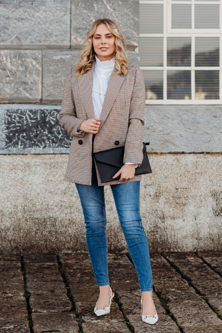 Houndstooth sales longline blazer