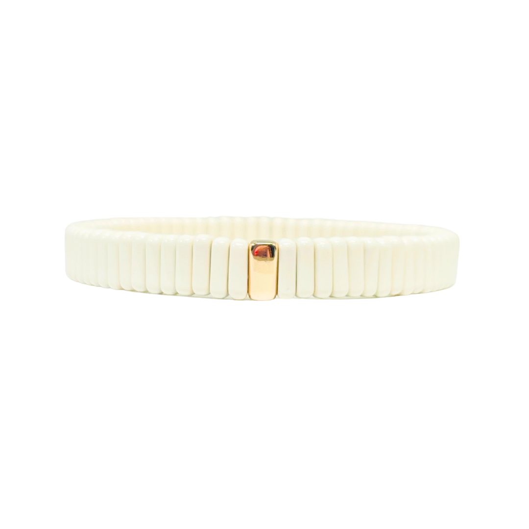 NEW! Boho Enamel Tile Bracelet | Cream Skinny Tiles