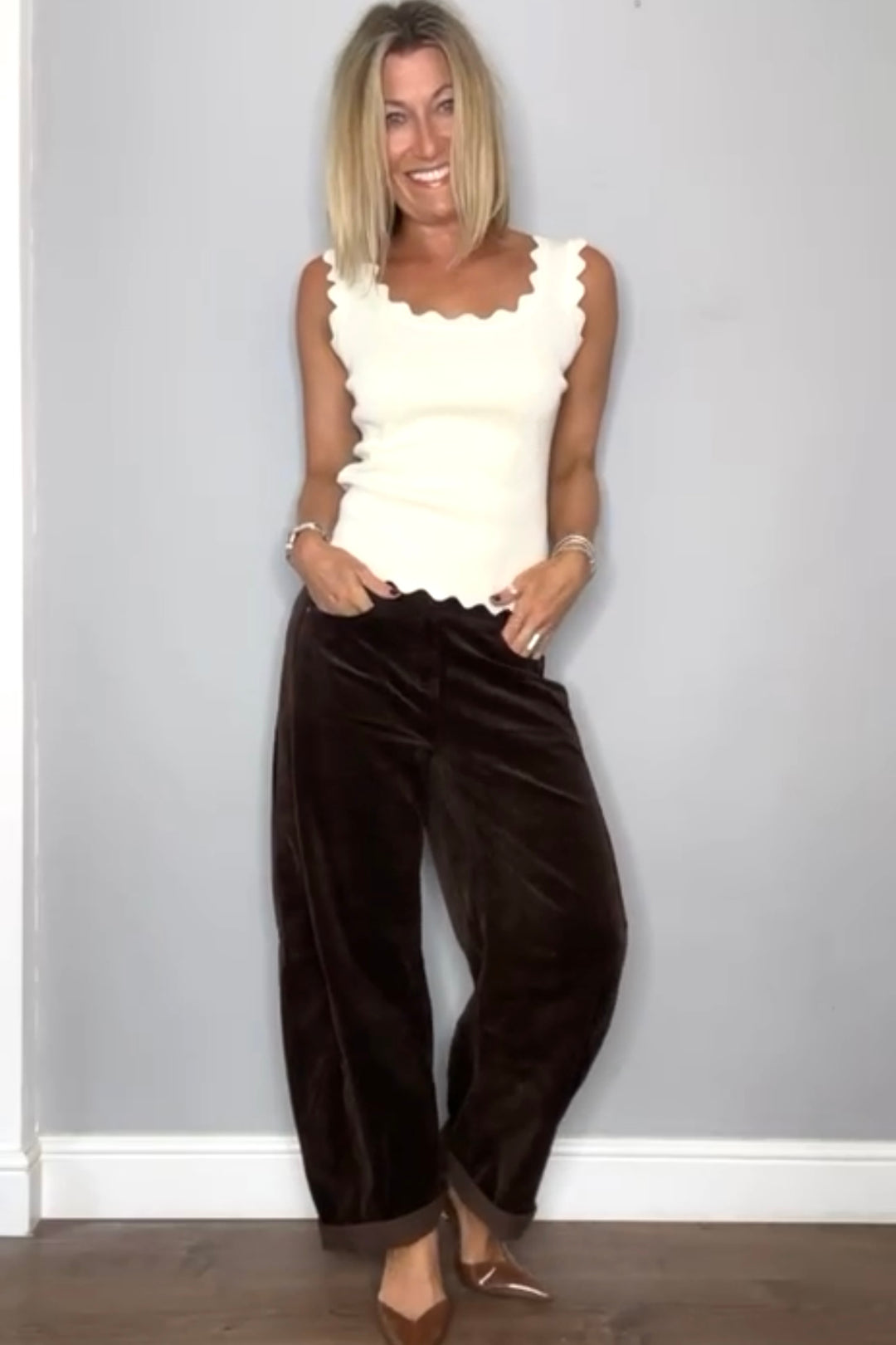Cord Barrel Leg Jeans (Black or Chocolate)