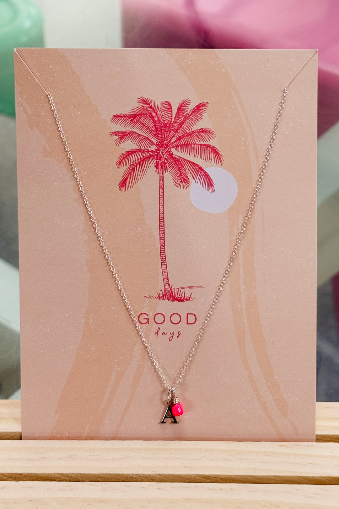 Personalised Letter Necklace with Neon Bead Accent