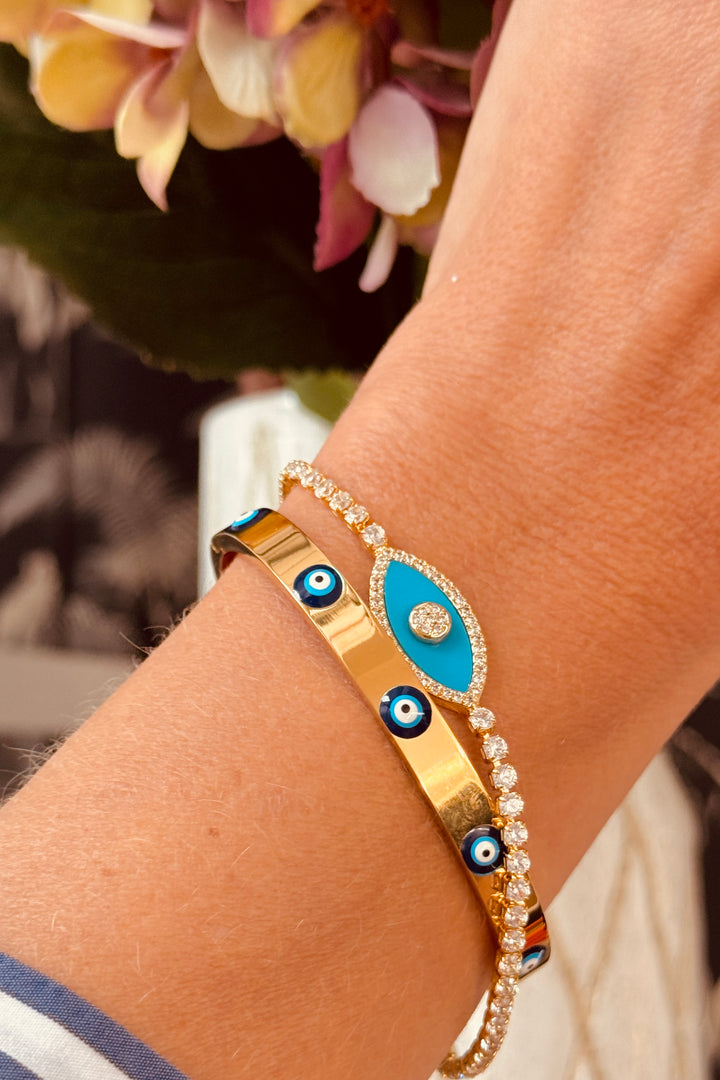 Eye Oval Hinged Stainless Steel Bangle