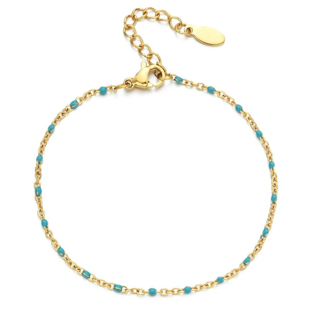 Dainty Turquoise Bead Chain Bracelet
