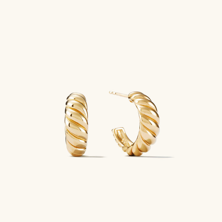 Twist Half Stainless Steel Hoops | Gold
