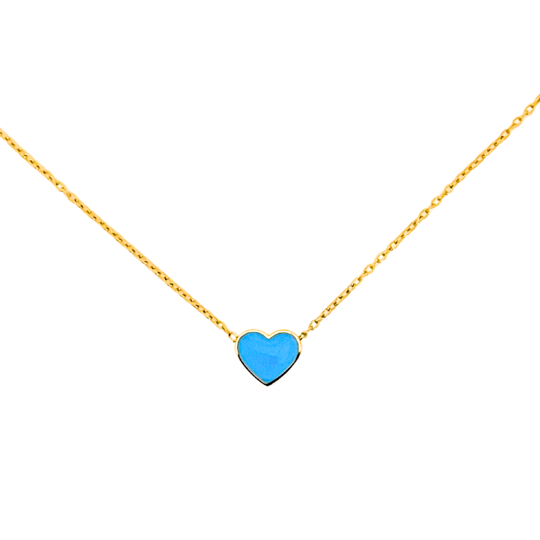 Enamel Heart Stainless Steel Necklace | Pastel Blue