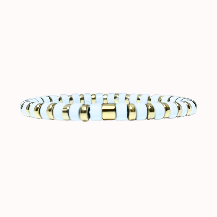 Boho Stacker Bracelet | White x Gold