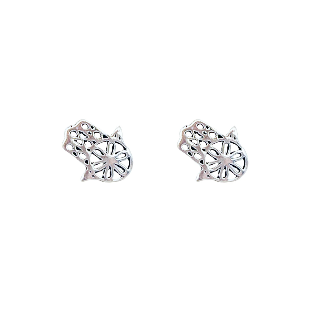 925 Silver Hamsa Hand Studs