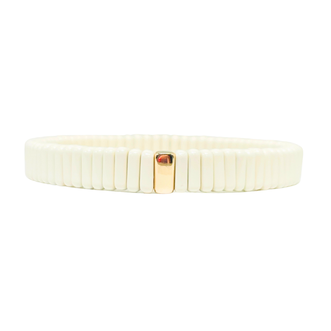 NEW! Boho Enamel Tile Bracelet | Cream Skinny Tiles