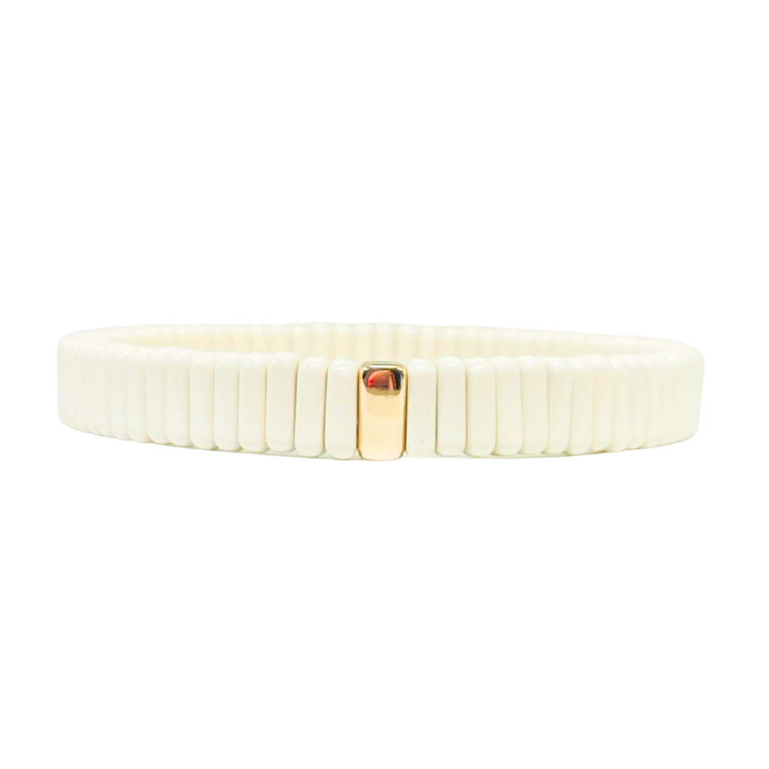 NEW! Boho Enamel Tile Bracelet | Cream Skinny Tiles