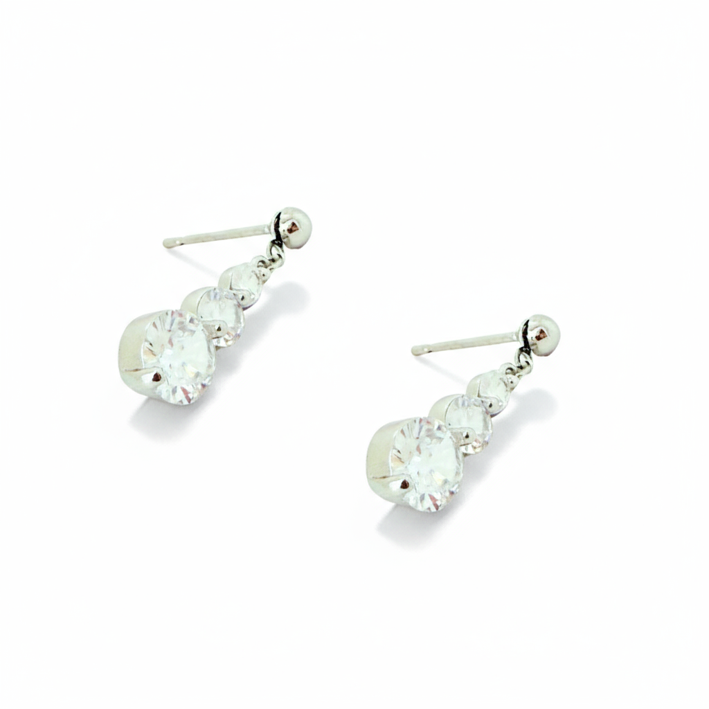 Cubic Zirconia Graduated Drop Earrings