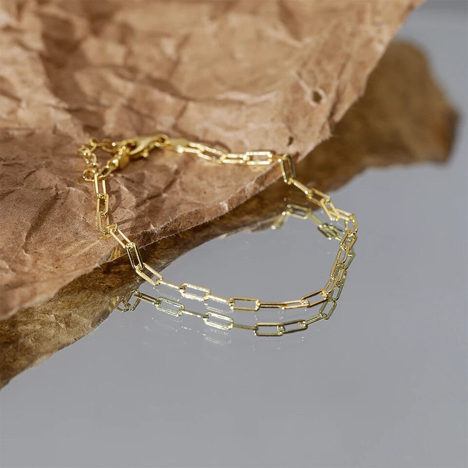 Mini Paperclip Chain Bracelet | Gold