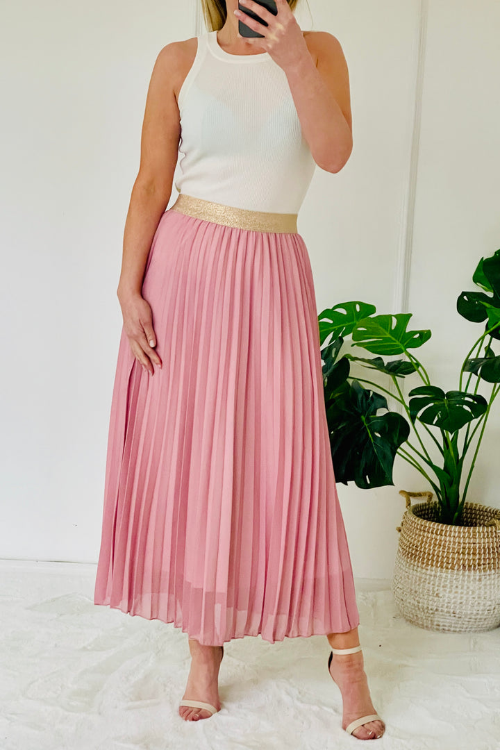Pleated Maxi Skirt | Dusky Rose