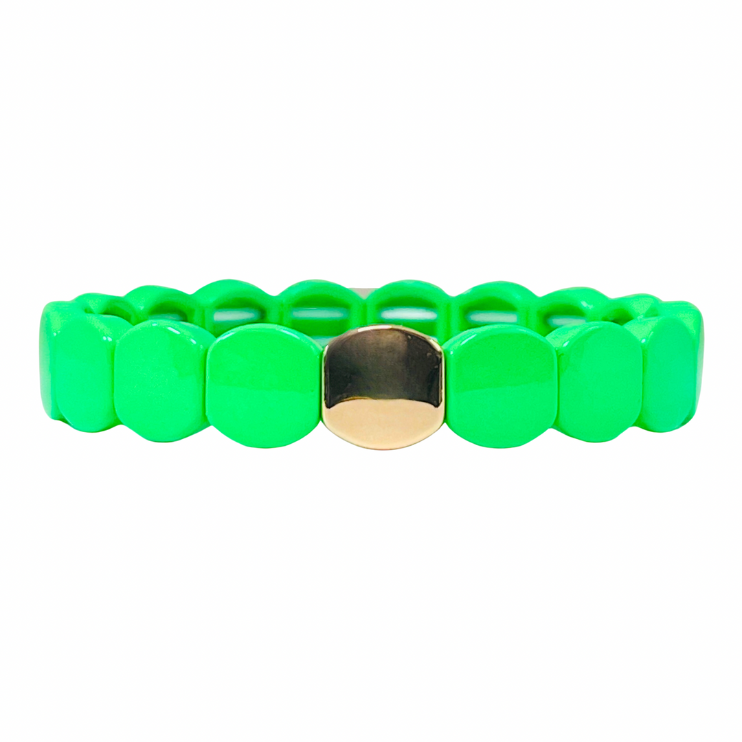 Boho Enamel Tile Bracelet | Neon Green