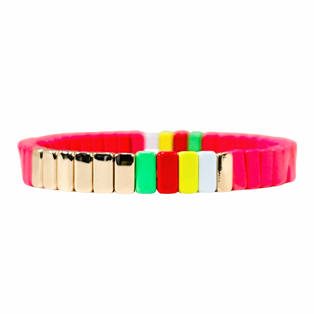 Boho Tile Bracelet | Neon x Gold