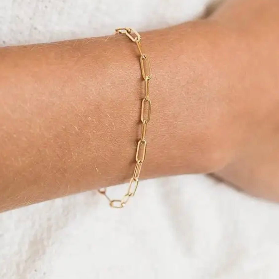 Mini Paperclip Chain Stainless Steel Bracelet | Gold