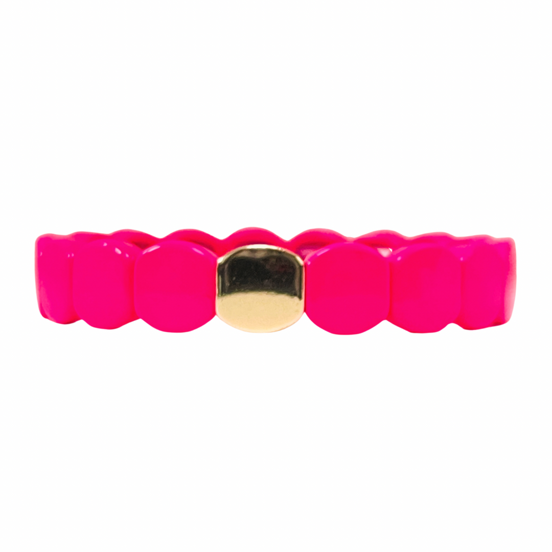 Boho Enamel Tile Bracelet | Neon Pink