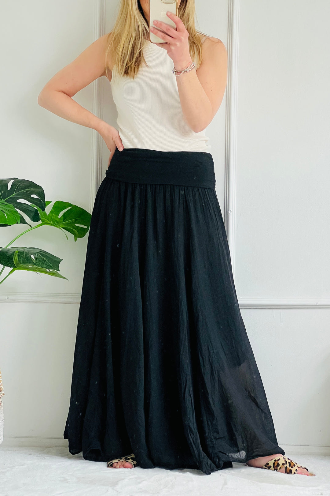 Antibes Cotton Maxi Skirt | Black