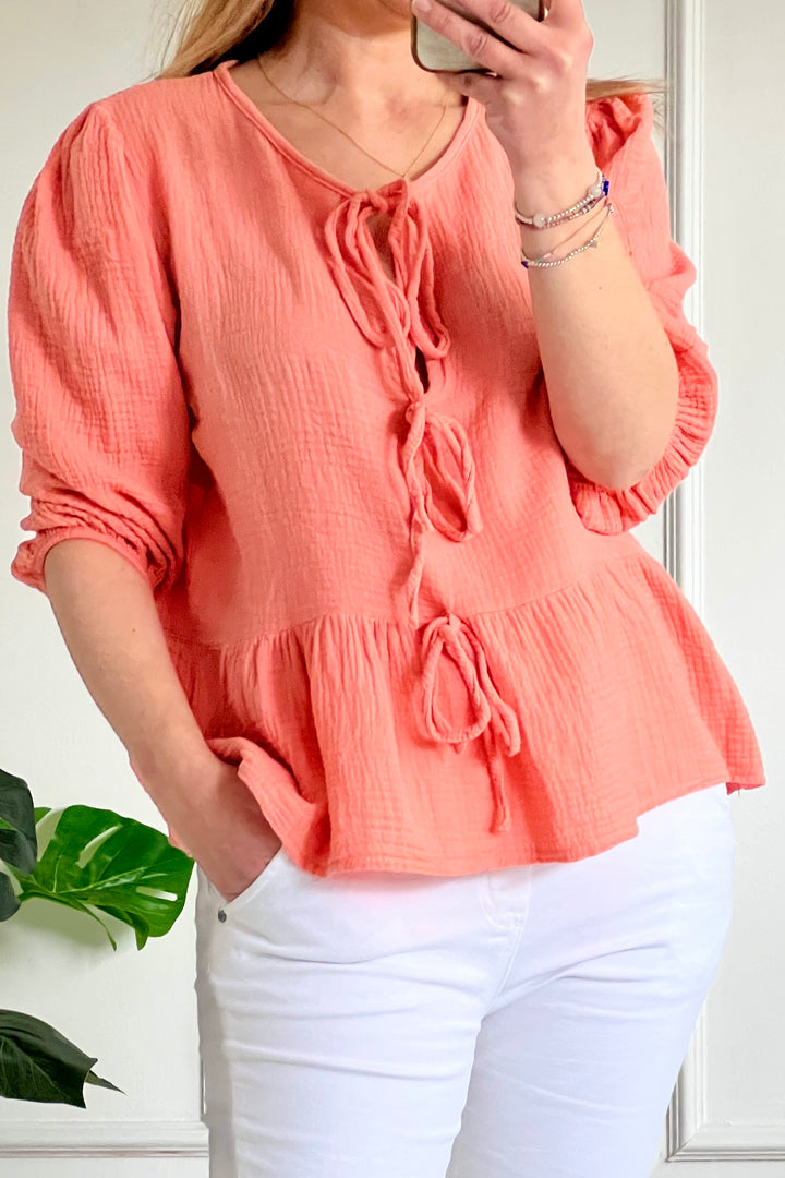 Elsie Cheesecloth Blouse | Coral