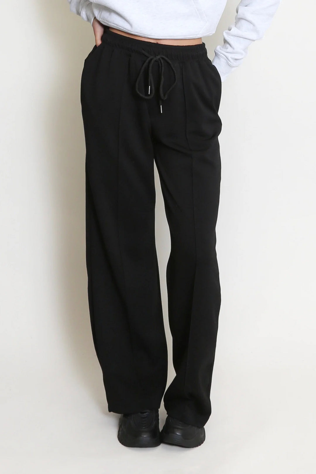 Nadine Plain Wide Leg Front Pleat Joggers