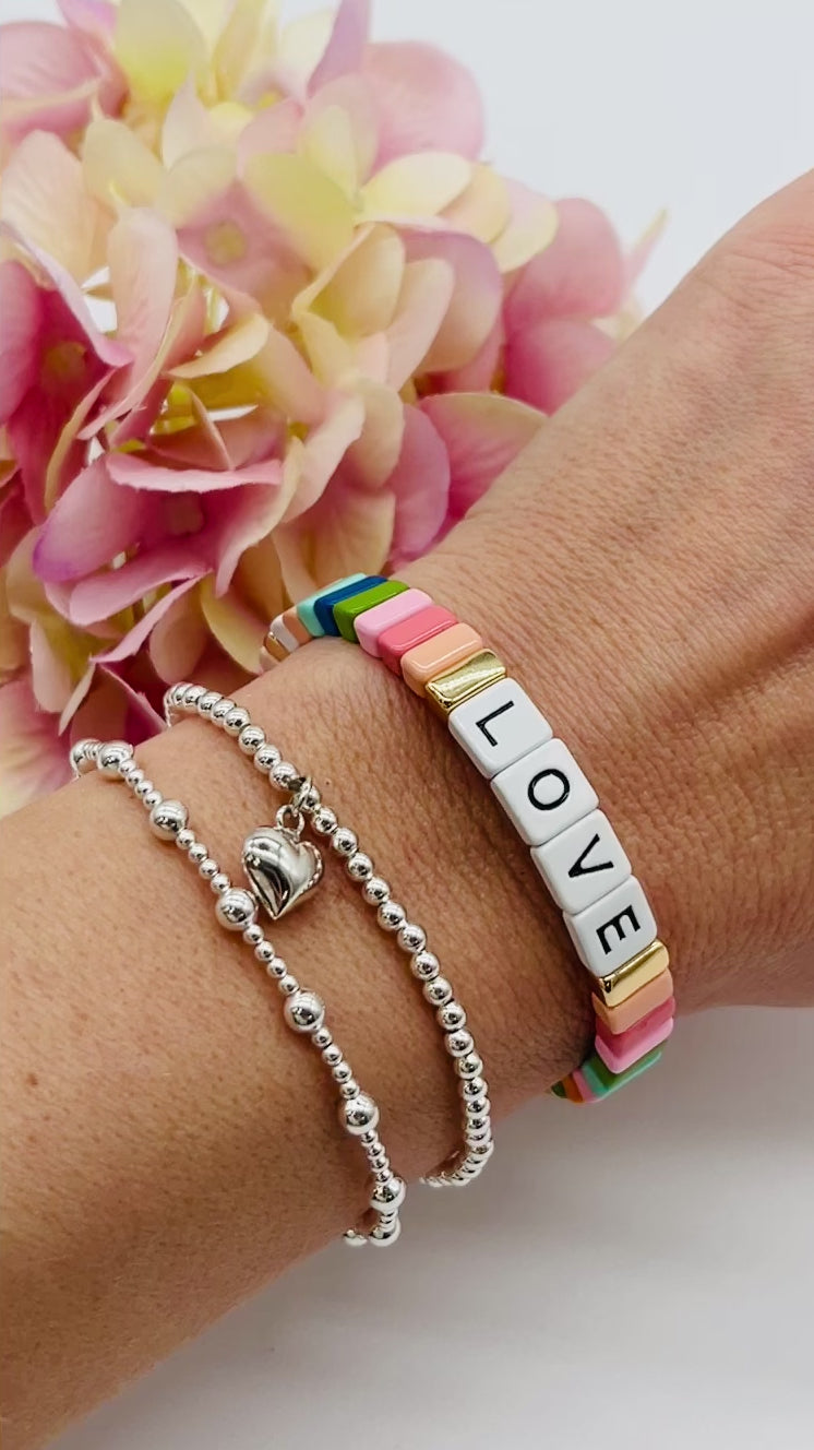 Boho Love Enamel Tile Bracelet | Pastel Rainbow