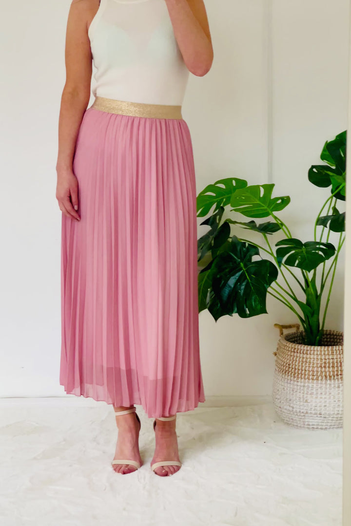 Pleated Maxi Skirt | Dusky Rose