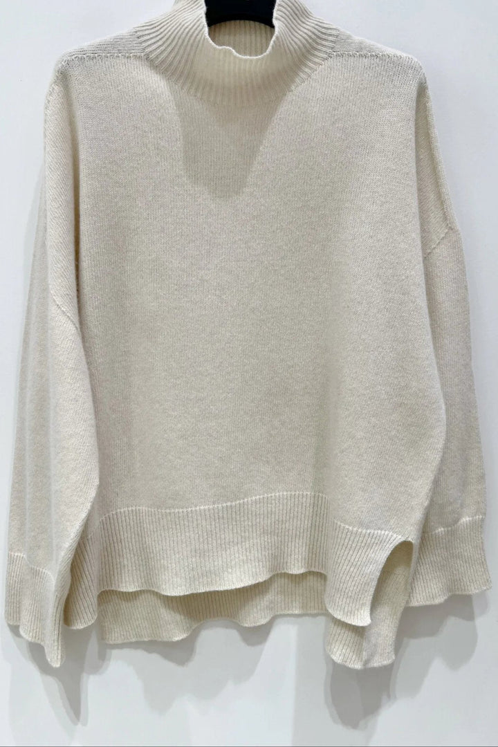 Delphine Cashmere Blend Funnel Knit - colours to choose, cream or grey