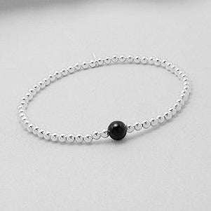 925 Silver Bead Bracelet | Onyx