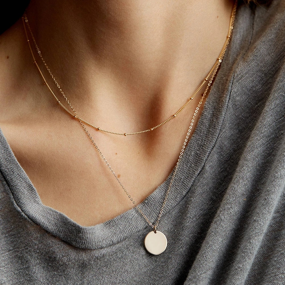 Disc Pendant Stainless Steel Necklace | Gold
