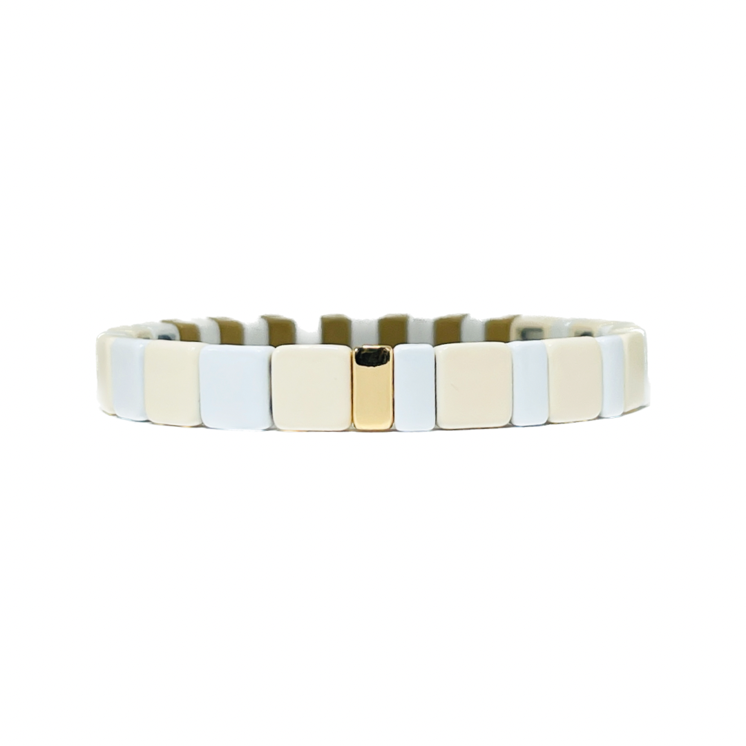 Boho Tile Bracelet | Neutrals x White
