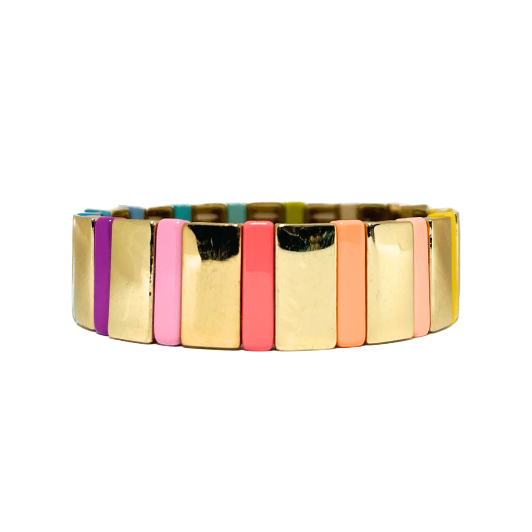 Boho Enamel Tile Bracelet | Chunky Rainbow
