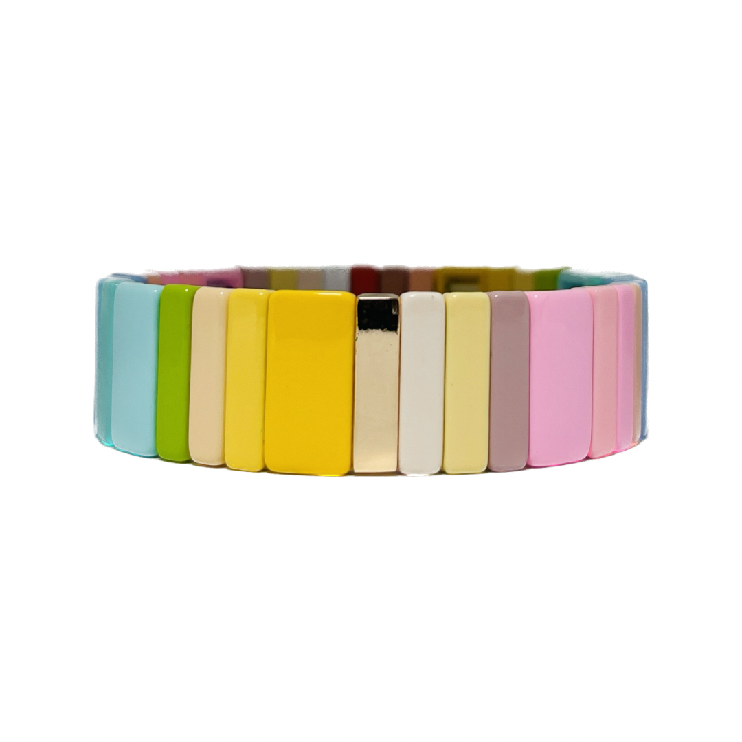 Boho Enamel Tile Bracelet | Chunky Pastel