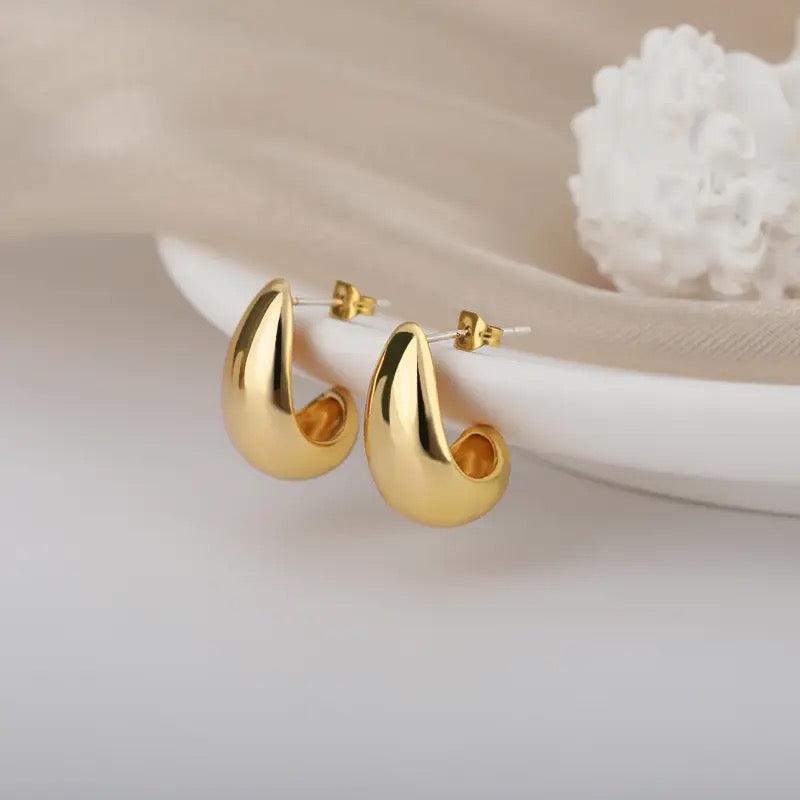 Chunky Dome Drop Stainless Steel Earrings | Gold