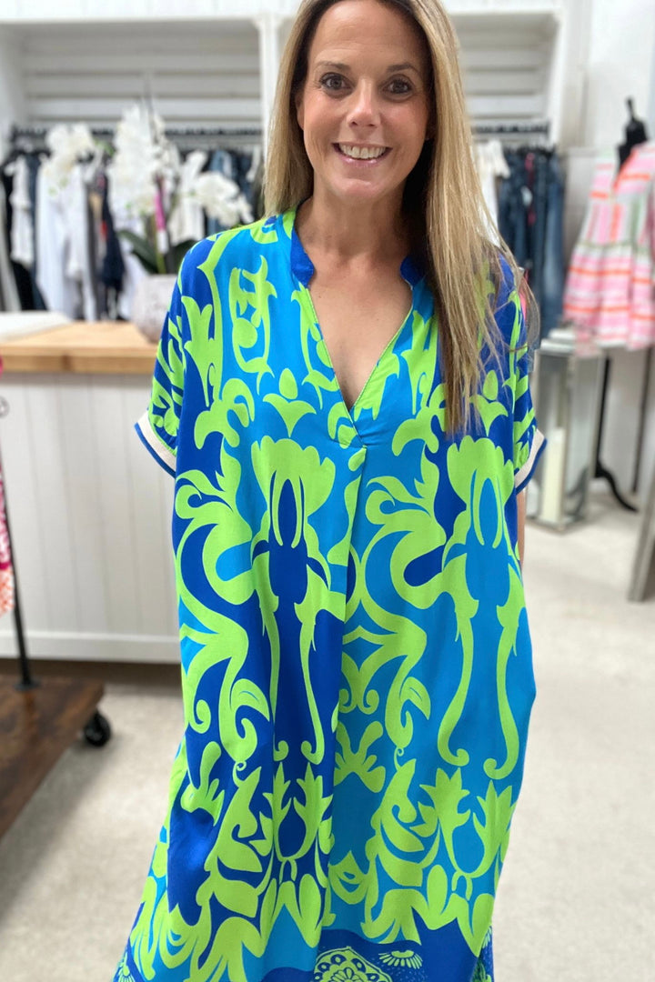 Seville Dress | Sea Blue x Green
