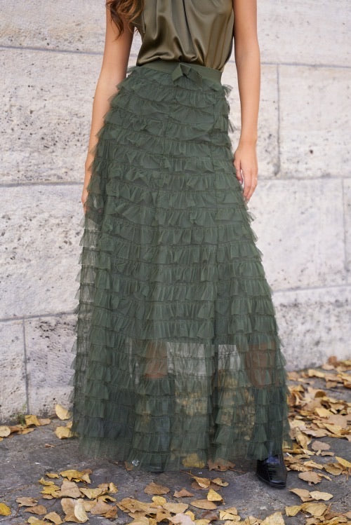 Green tulle 2025 maxi skirt uk