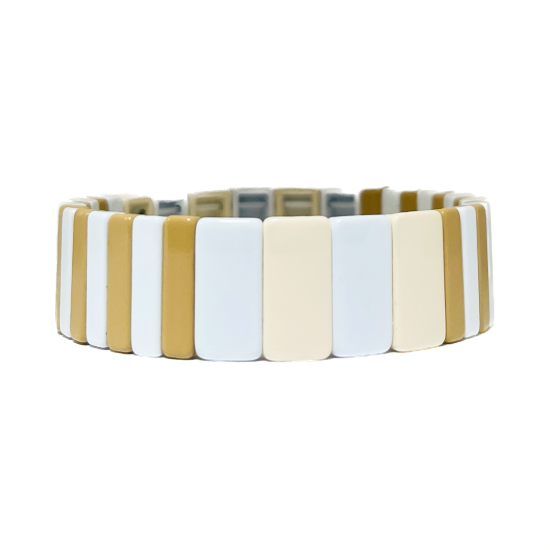 Boho Enamel Tile Bracelet | Chunky Neutrals
