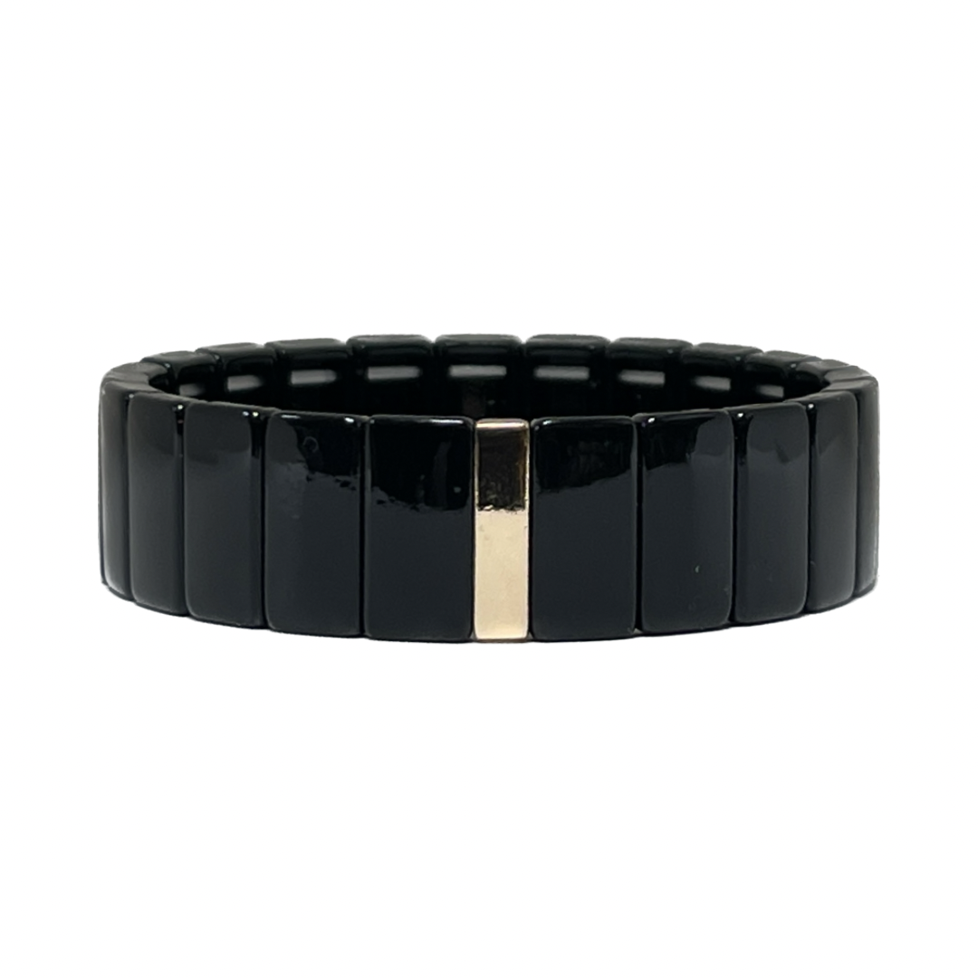 Boho Enamel Tile Bracelet | Chunky Black
