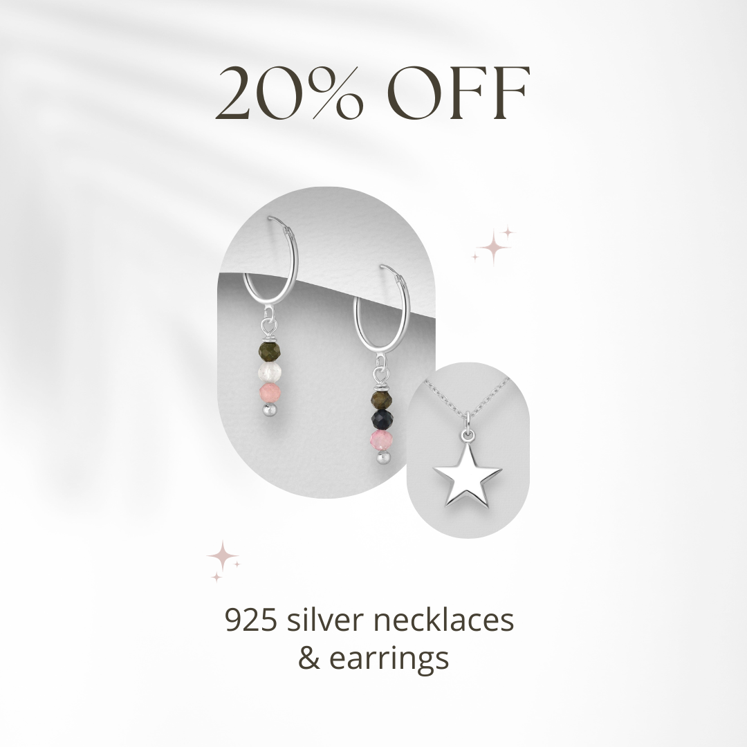 20% off 925 silver earrings & necklaces