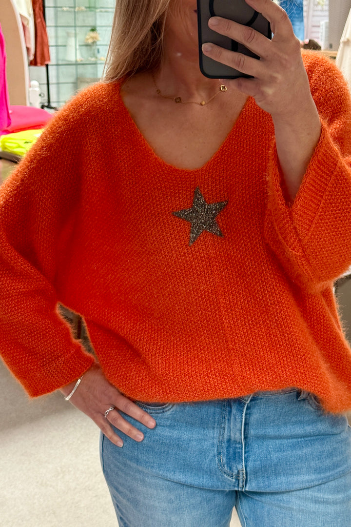 Estelle Star Soft Knit V Neck Jumper