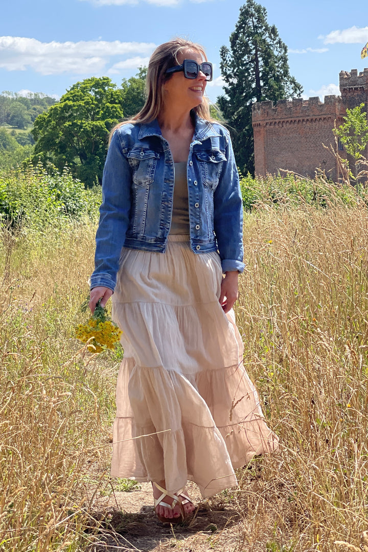 Boho Tiered Cotton Maxi Skirt