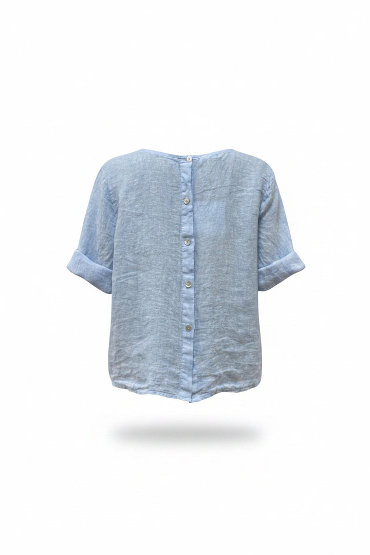 Francesca Button Back Linen Top Blouse