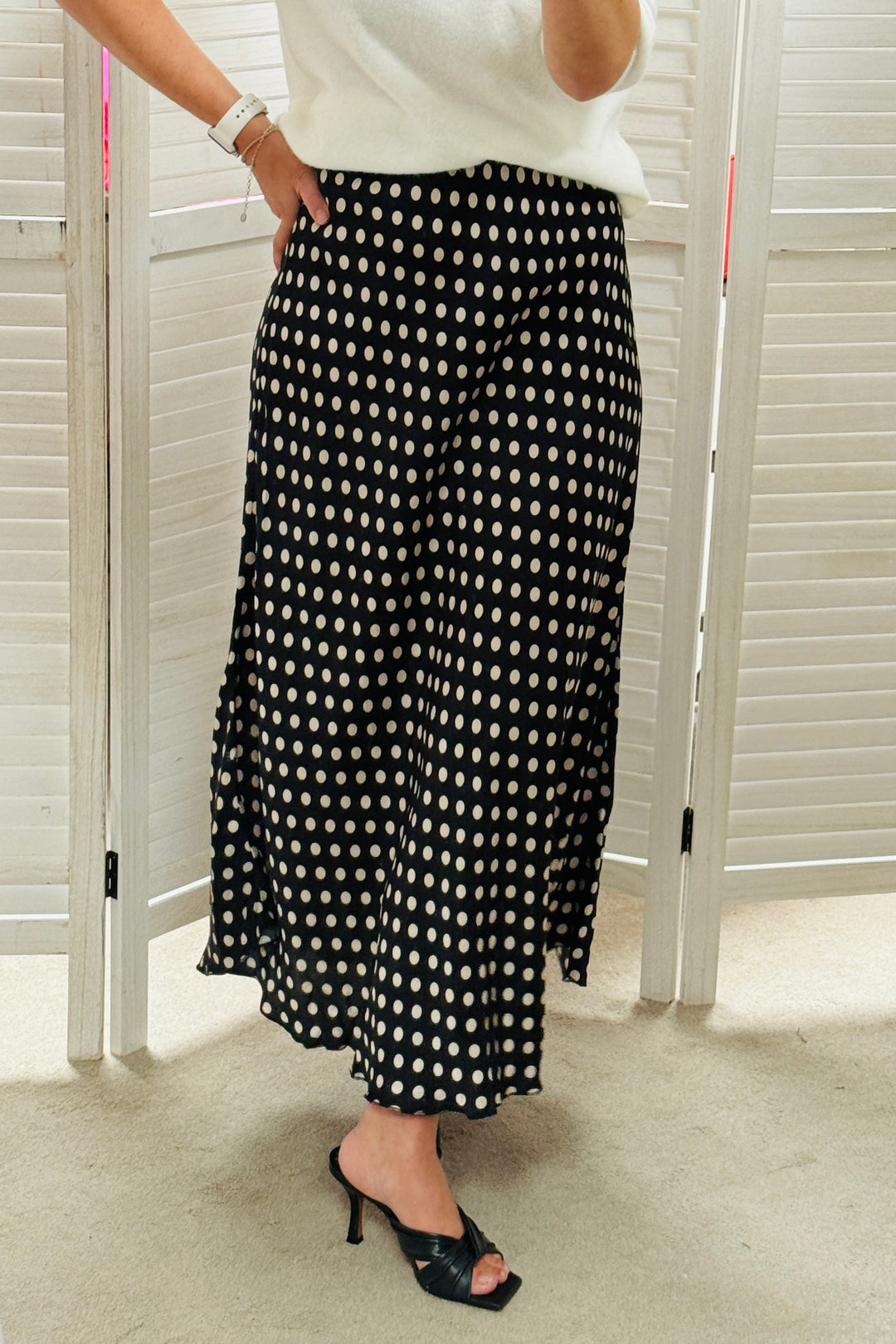 *** PRE ORDER *** Sarah Polka Dot Skirt (Black or Chocolate)