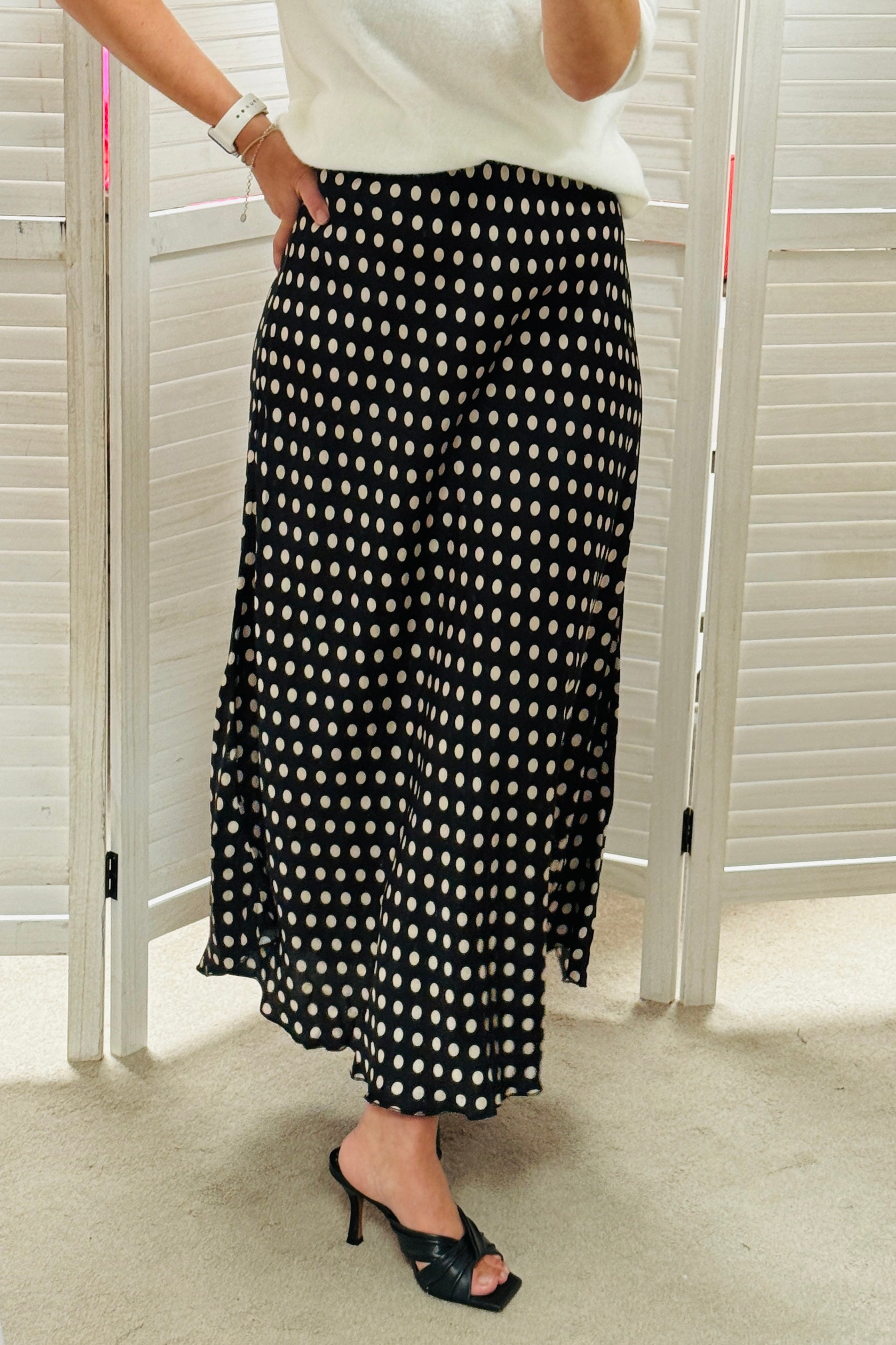 Sarah Polka Dot Skirt (Black or Chocolate)