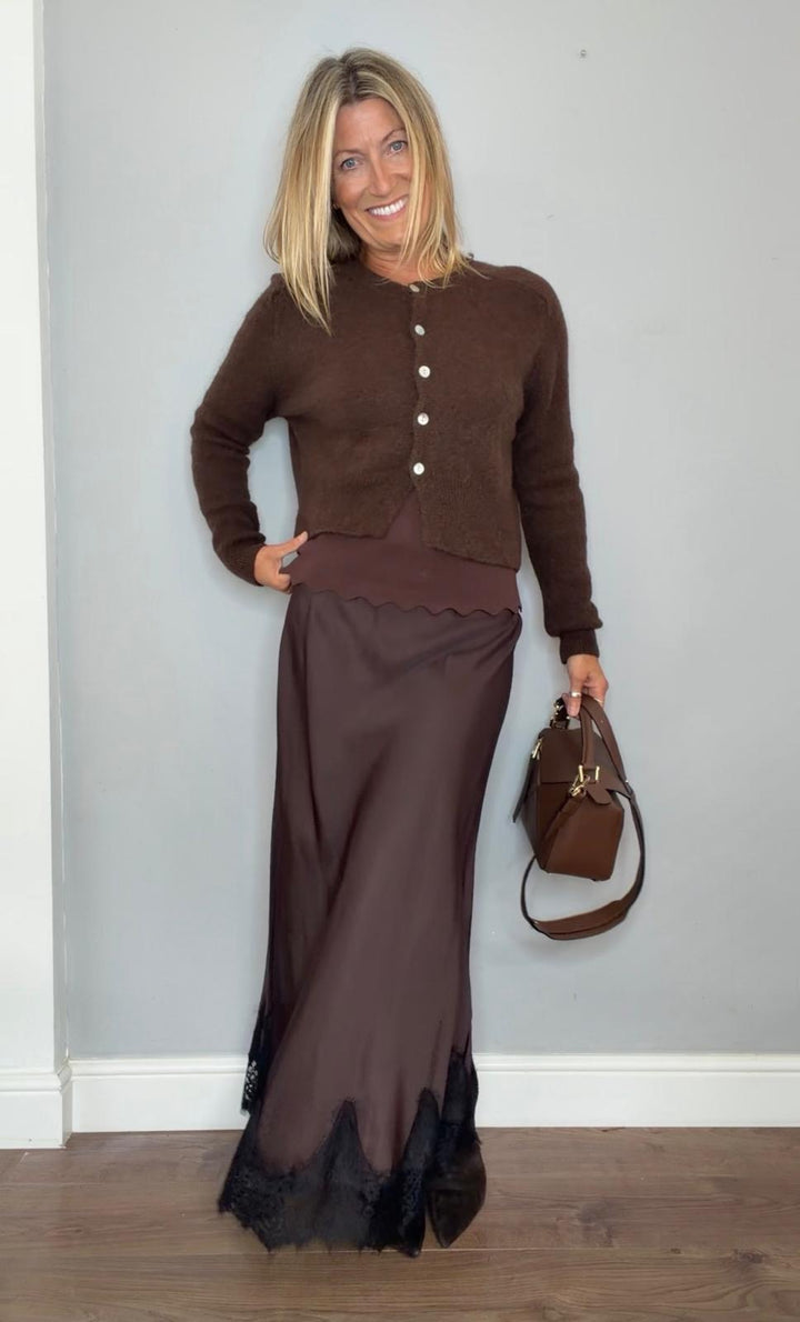 Sarah Lace Slip Silk Blend Skirt