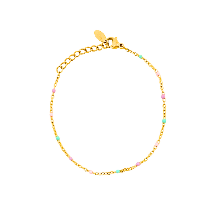 Mini Enamel Beads Stainless Steel Bracelet | Pastels