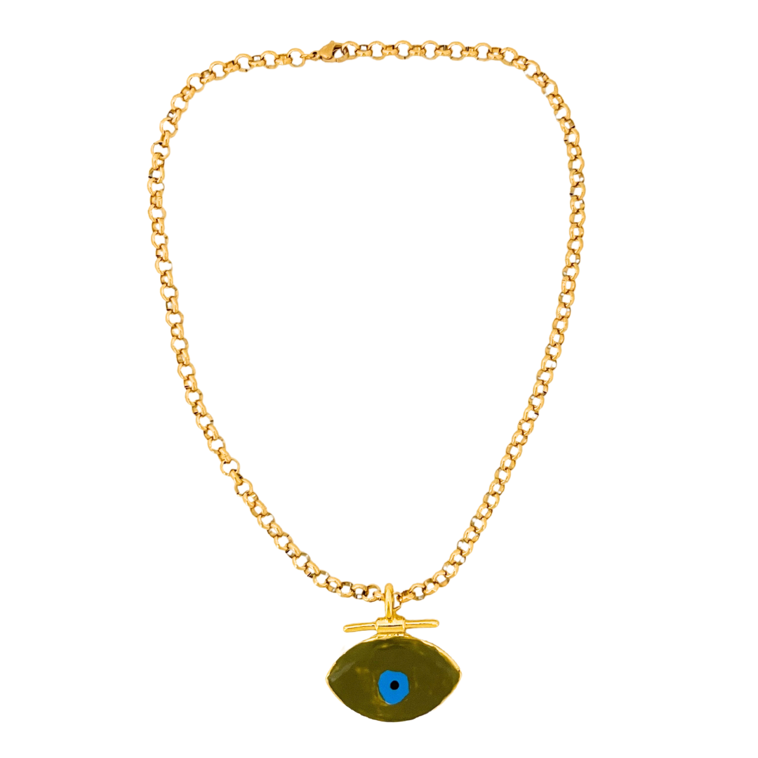 Boho Eye Amulette Necklace | Khaki