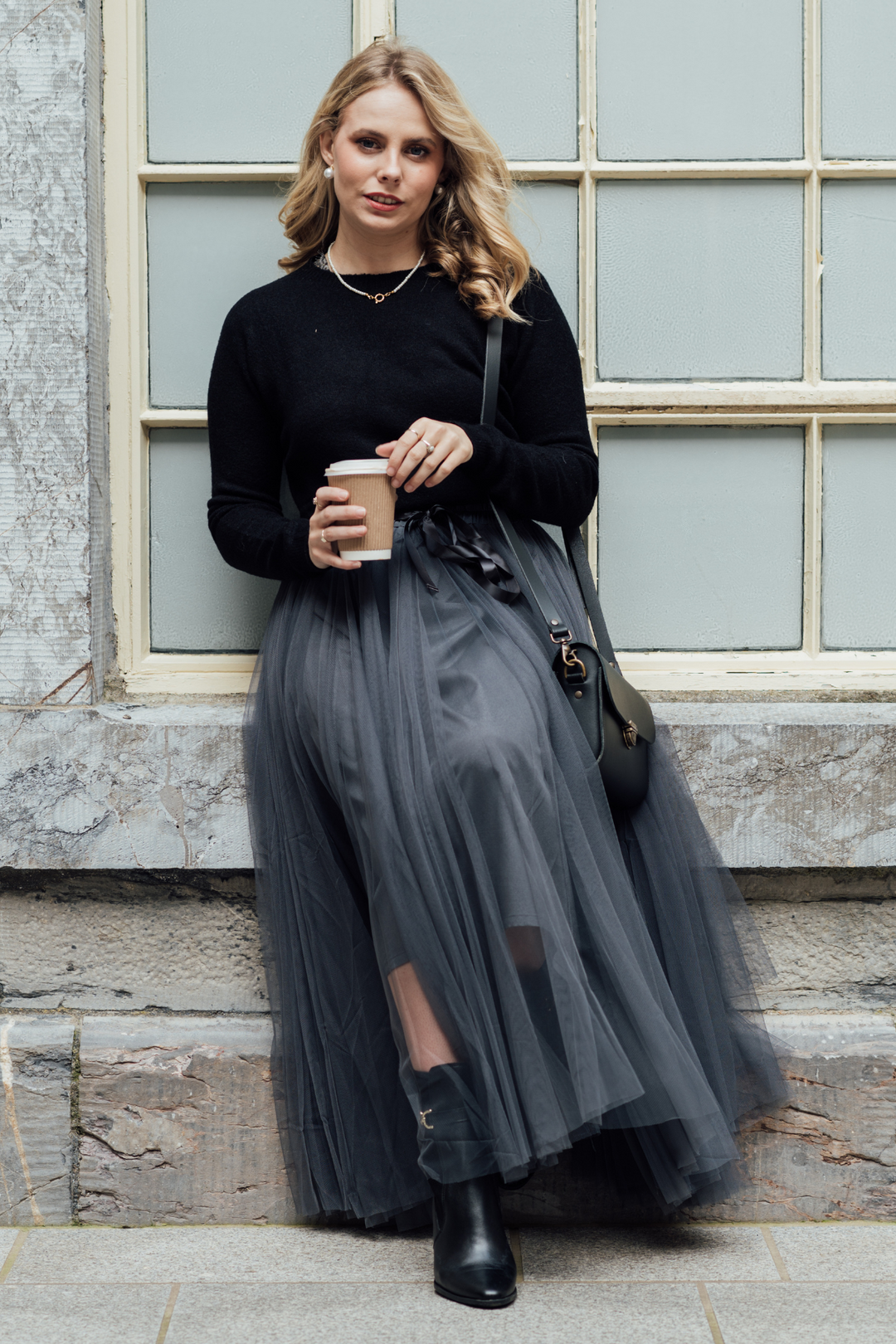 Long grey tulle skirt uk hot sale