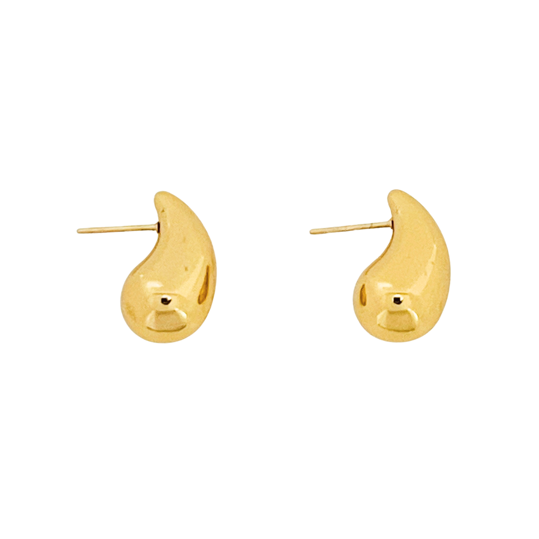 Chunky Dome Drop Earrings | Gold