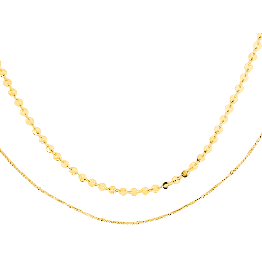 Set of 2 Layer Necklace | Gold