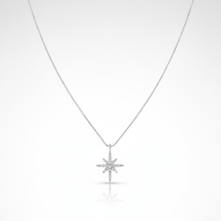 North Star Diamante Necklace | Silver